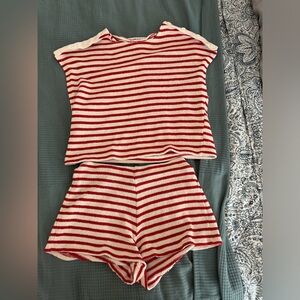 Zara stripped waffle knit set